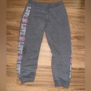 Danskin Gray Sweatpants with Pink and White Love Print